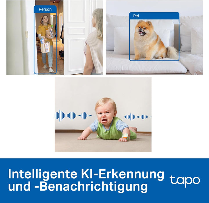 Tapo C125 überwachungskamera innen mit Magnetische Basis | 2K QHD, Physikalischer Privatsphärenmodus