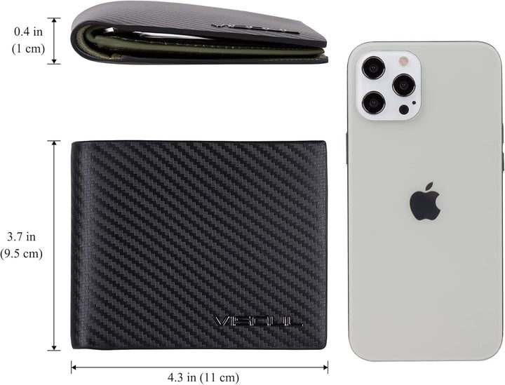 VISOUL Leder Geldbörse Herren mit ID-Fenster & RFID Schutz I Echtleder Geldbeutel für Männer I Porte