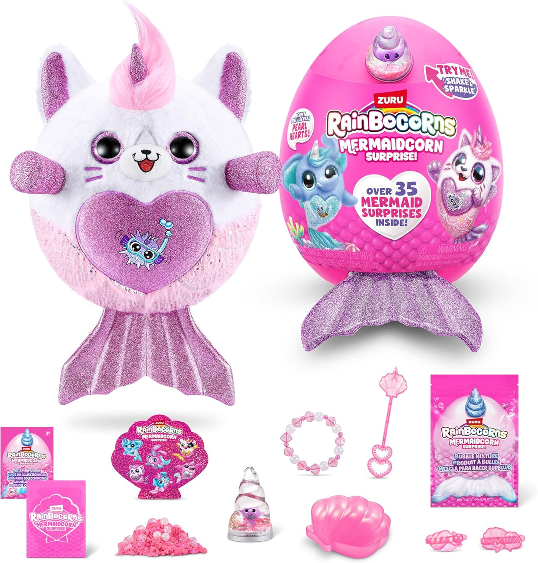 Rainbocorns Mermaidcorn Surprise Serie 7, Meribella Kätzchen, von ZURU, 28 cm Plüschtier, Meerjungfr