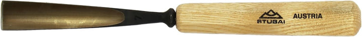 STUBAI Stemmeisen Stechbeitel Serie 52 - Form 7 | Gerades Hohleisen - 18 mm, mit Holzgriff, für Figu