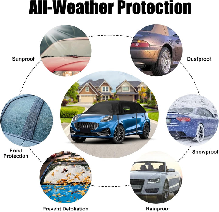 Halbe Autoabdeckung Ersatz für Ford Puma 2019-2024, Halbgarage Upgrade Verdickter Allwetter Halbabde