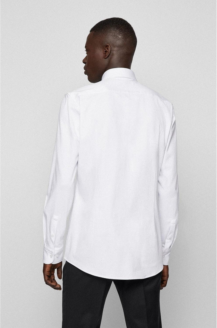 BOSS Herren P-HANK-spread-C1-222 Strukturiertes Slim-Fit Hemd aus funktionalem Stretch-Jersey 44 Wei