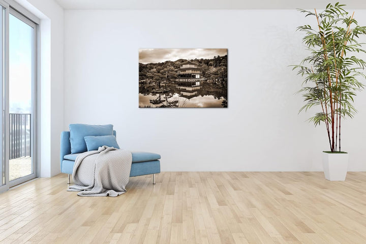 deyoli Tempel- und Gartenanlage Japans Effekt: Sepia, Format: 80x60 als Leinwandbild, Motiv fertig g