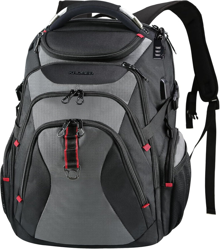 KROSER Laptop Rucksack 17,3 Zoll Reise XL Business Daypack Schwerlast Wasserdicht mit Hartgeschältem