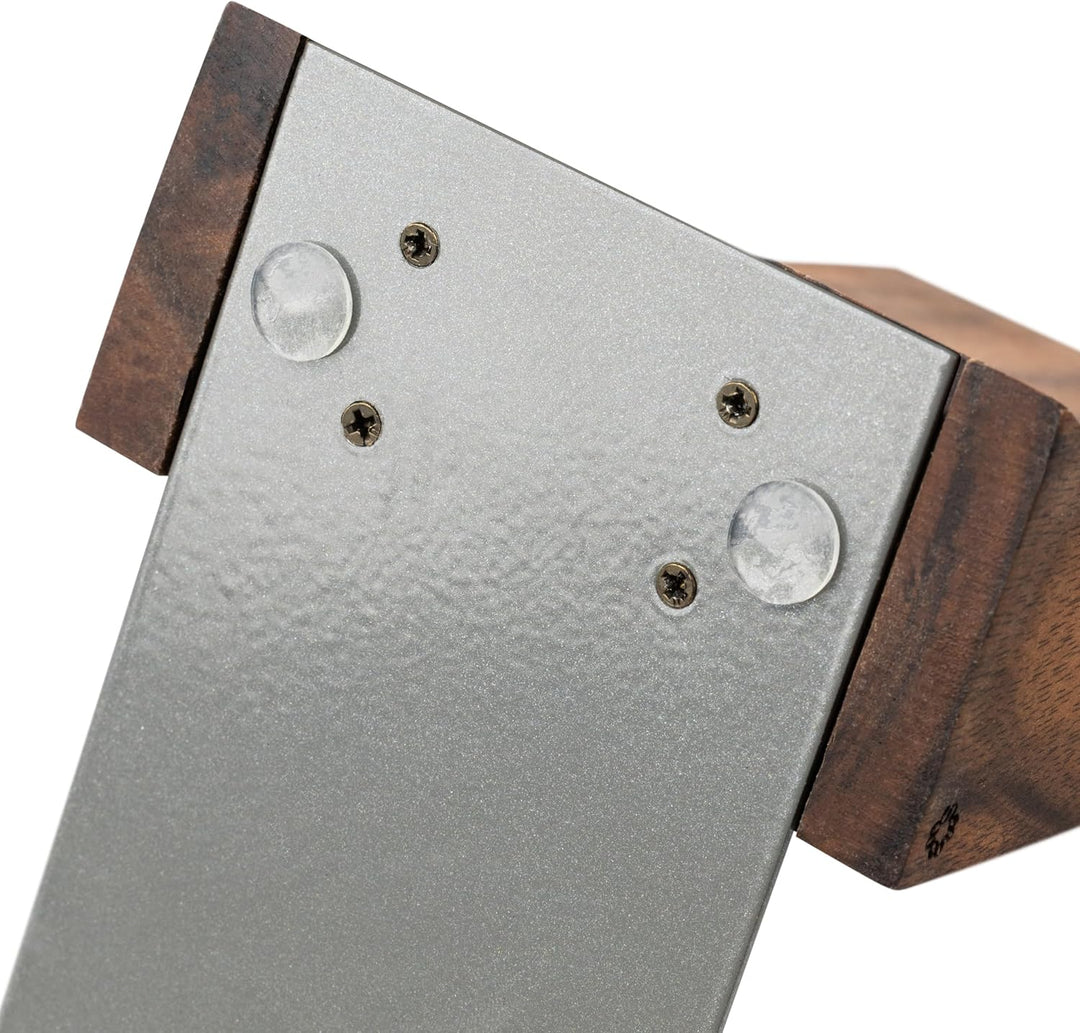 TILISMA Buchstützen, Walnussholz mit Metallsockel, 2 handgefertigte Buchhalter für schwere Bücher, d