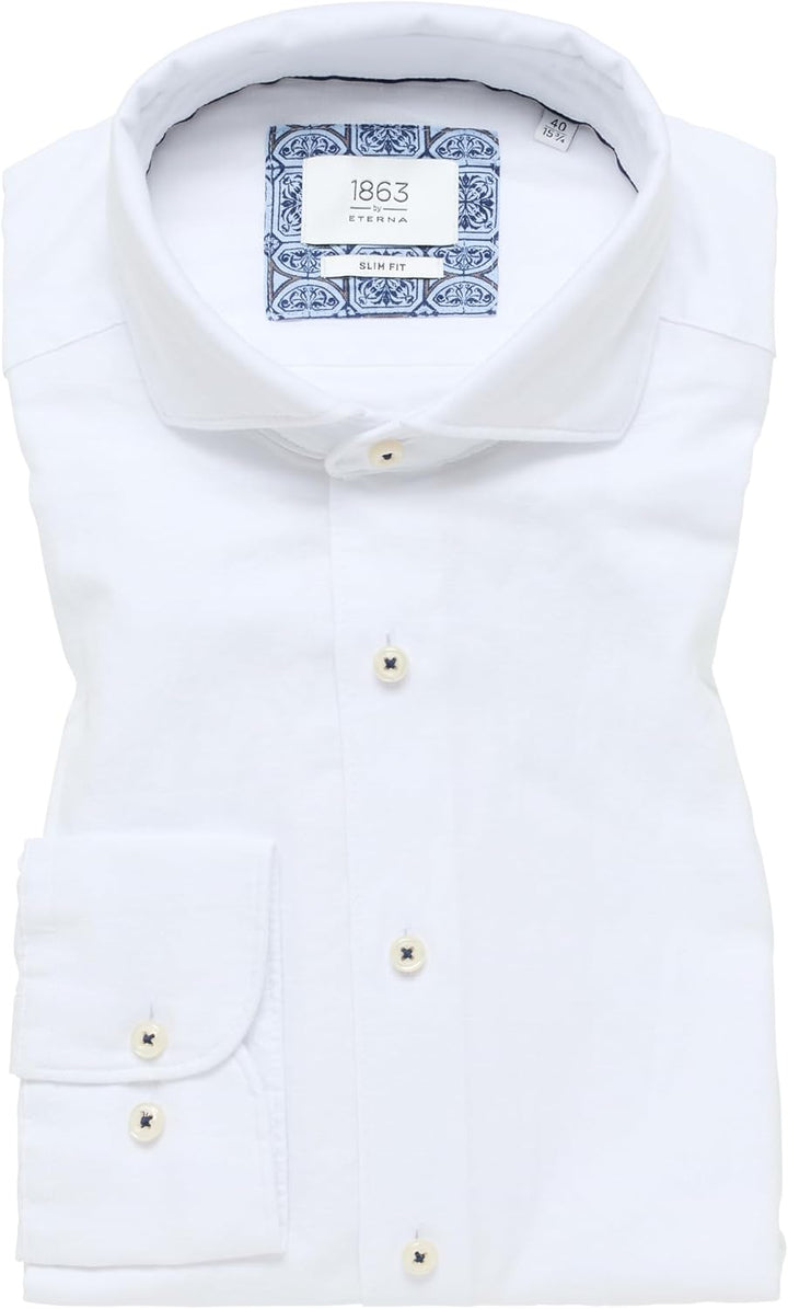 eterna Herren Linen Shirt Slim FIT 41 Kragen / 67 Ärmel Weiss, 41 Kragen / 67 Ärmel Weiss