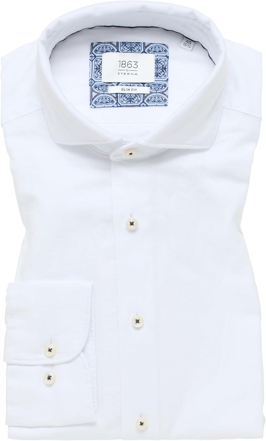 ETERNA Herren Linen Shirt Slim FIT 38 Kragen / 67 Ärmel Weiss, 38 Kragen / 67 Ärmel Weiss