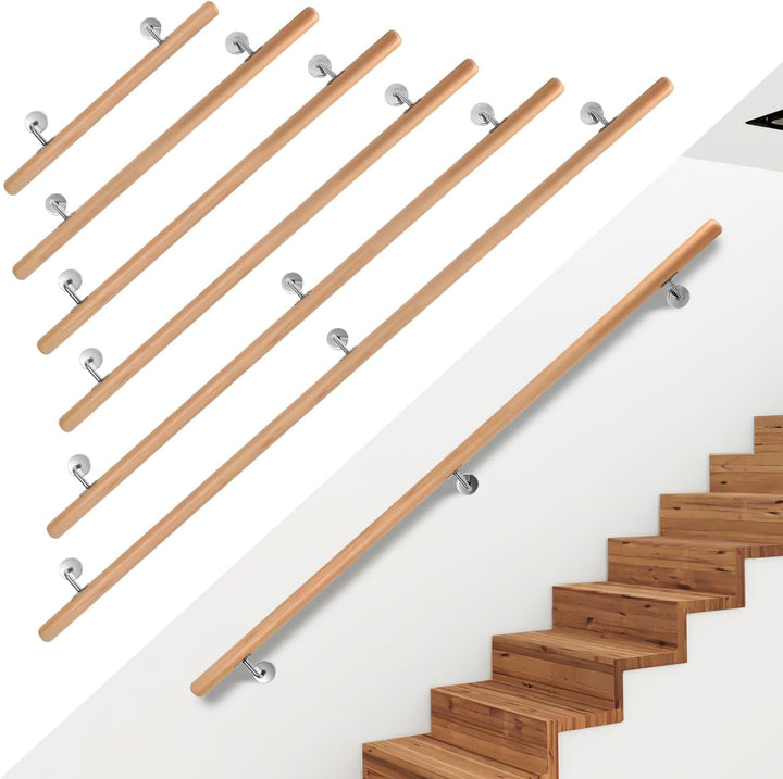 Ikodm Buche Holz Handlauf Treppengeländer 50cm Ø 42mm Geländer für Treppe Treppe Wandhandlauf Wand T