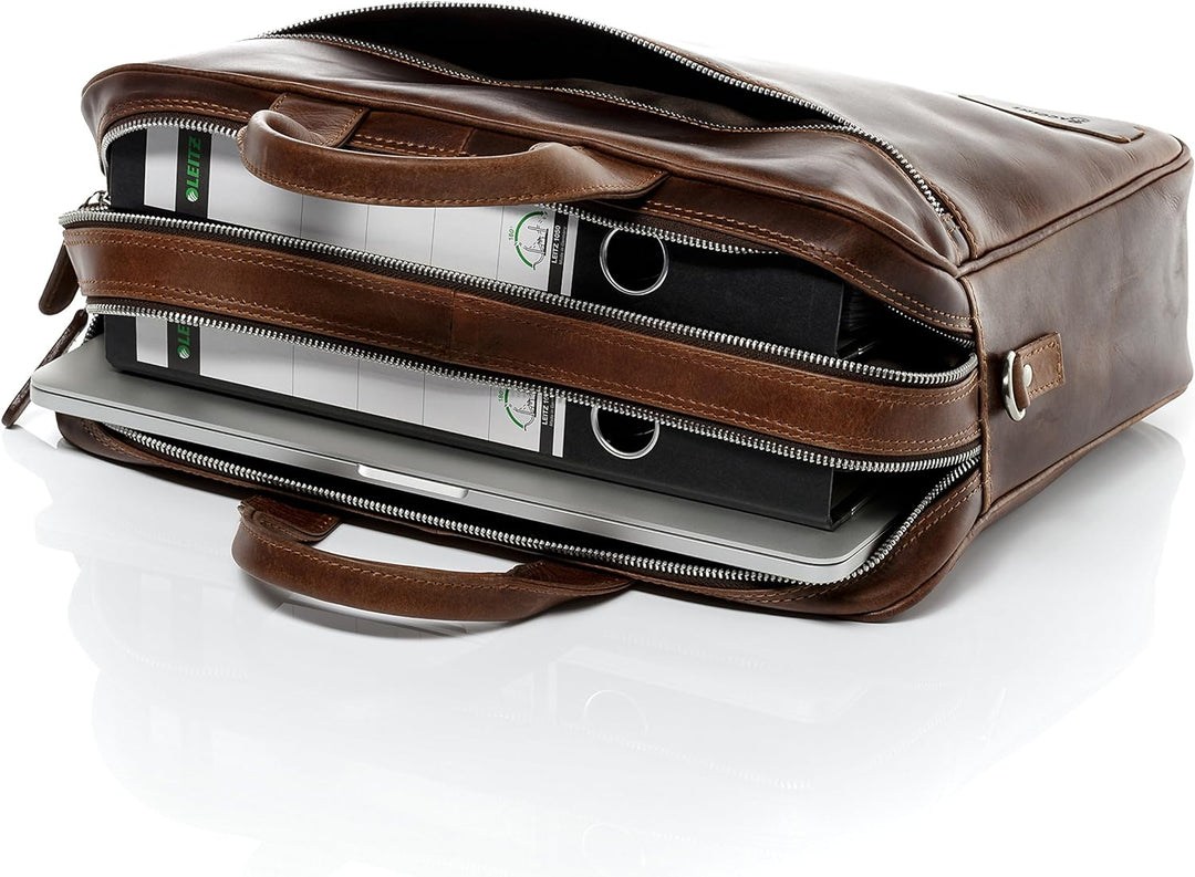 BACCINI Laptoptasche BEN aus Premium Leder I Business-Tasche gross für Herren 15 Zoll Laptop-Fach I