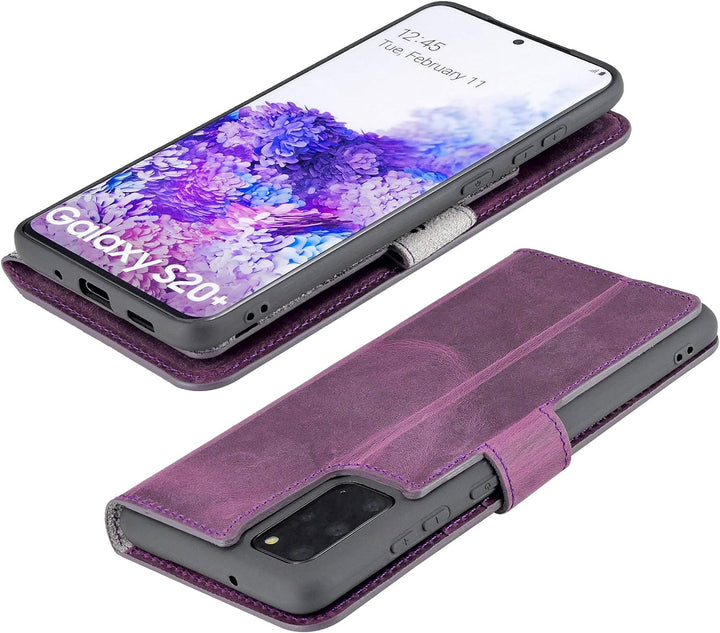 Suncase Book-Style Hülle kompatibel mit Samsung Galaxy S20 Plus Leder Tasche (Slim-Fit) Lederhülle H