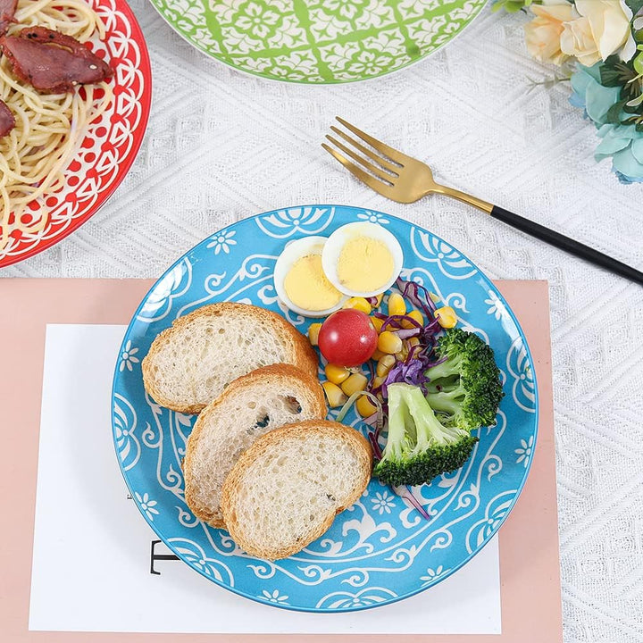 AHX Teller Set - Dessertteller Frühstücksteller- Flache Kuchenteller Salatteller 6er Set - Porzellan