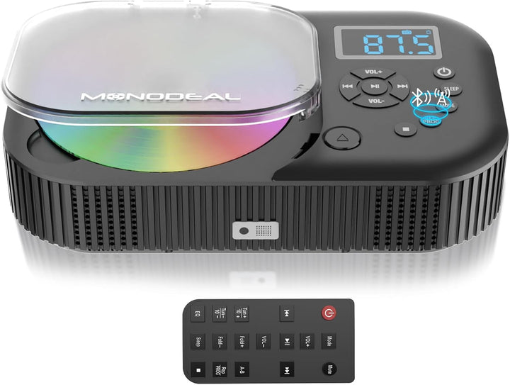 MONODEAL NEU 2025 CD Player Tragbar, CD Player Bluetooth mit Radio FM, Wiederaufladbar Tragbarer CD