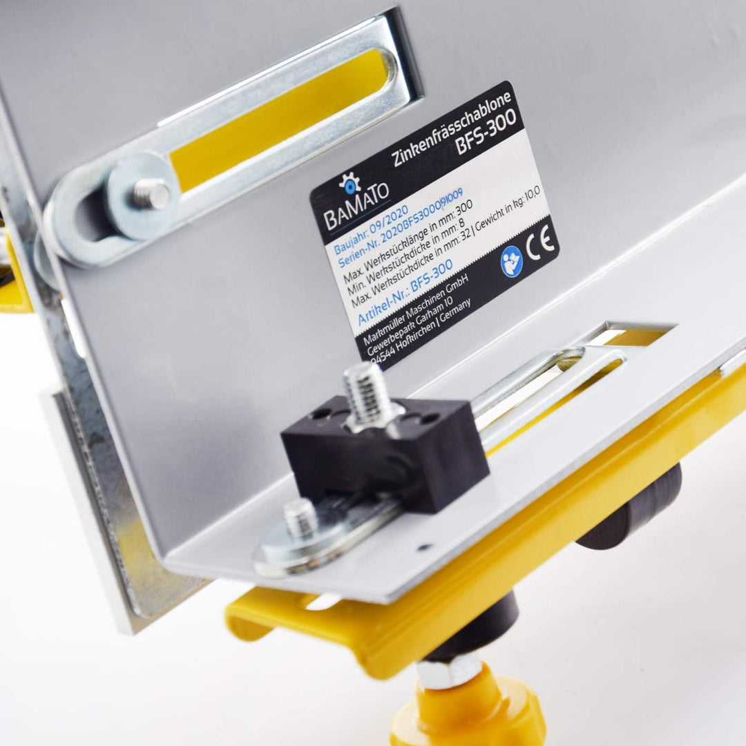 BAMATO Zinkenfrässchablone 300mm / BFS-300 inkl. 1x Fräser und ½“ Schablone