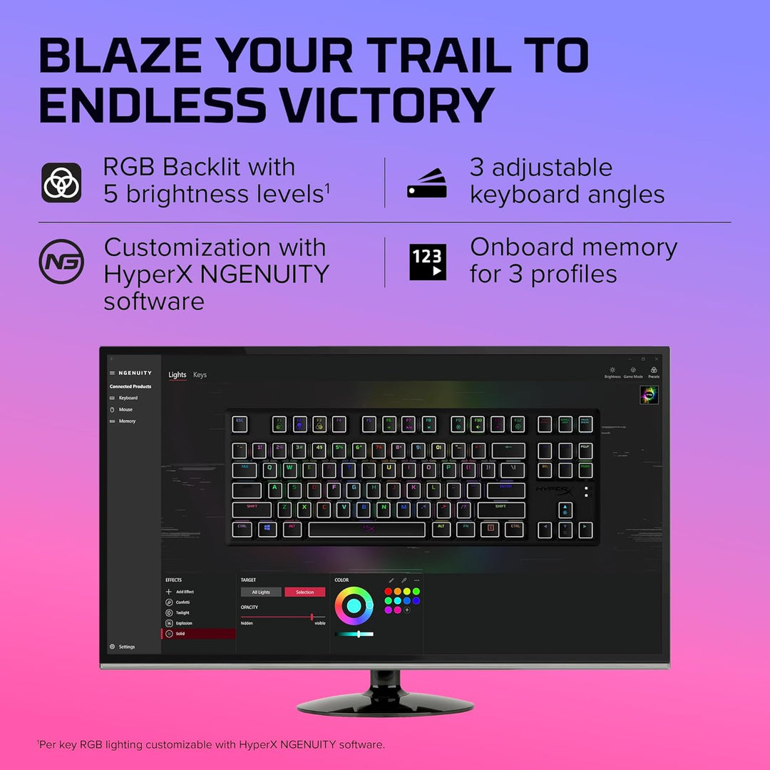 HyperX Alloy Origins Core – RGB Mechanische Gaming Tastatur, Tenkeyless, HyperX Aqua, (QWERTY – US L