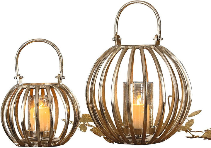 GILDE Windlicht Barra goldfarben H: 34.50 cm Ø 31 cm 67542 Höhe 34,5 cm Goldfarben, Höhe 34,5 cm Gol