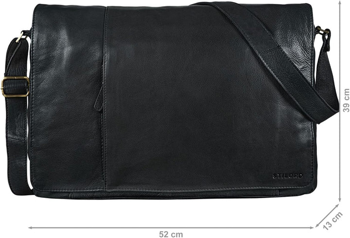 STILORD 'Maximus' XXL Ledertasche riesige Umhängetasche Unitasche 17 18 19 21 Zoll Laptop Aktentasch
