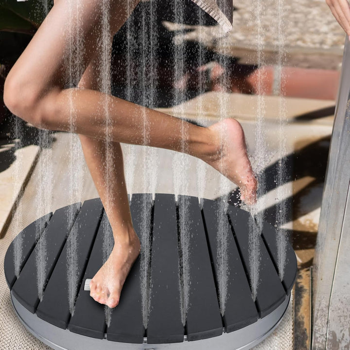 AufuN Gartendusche Aussendusche aus WPC/Aluminium, Mobile Bodendusche Campingdusche mit rutschfeste