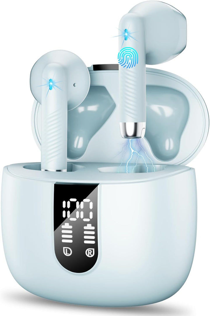 Bluetooth 5.3 Kopfhörer, In Ear Kopfhörer Kabellos mit 4 Mic, 48H Tiefer Bass Spielzeit Wireless Ear