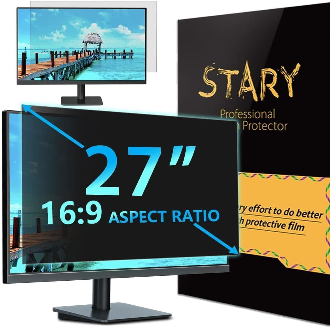 STARY 27 Zoll Monitor Blickschutzfolie 16:9 Seitenverhältnis, Abnehmbarer Anti Blaulicht Blendschutz