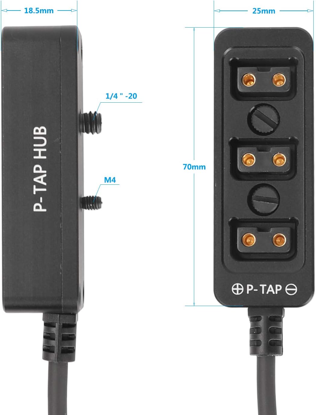 HangTon D-tap 1 auf 3 Triple Power Splitter Kabelbox, D-Tap-Stecker auf Buchse, 3 Port-Verteiler für