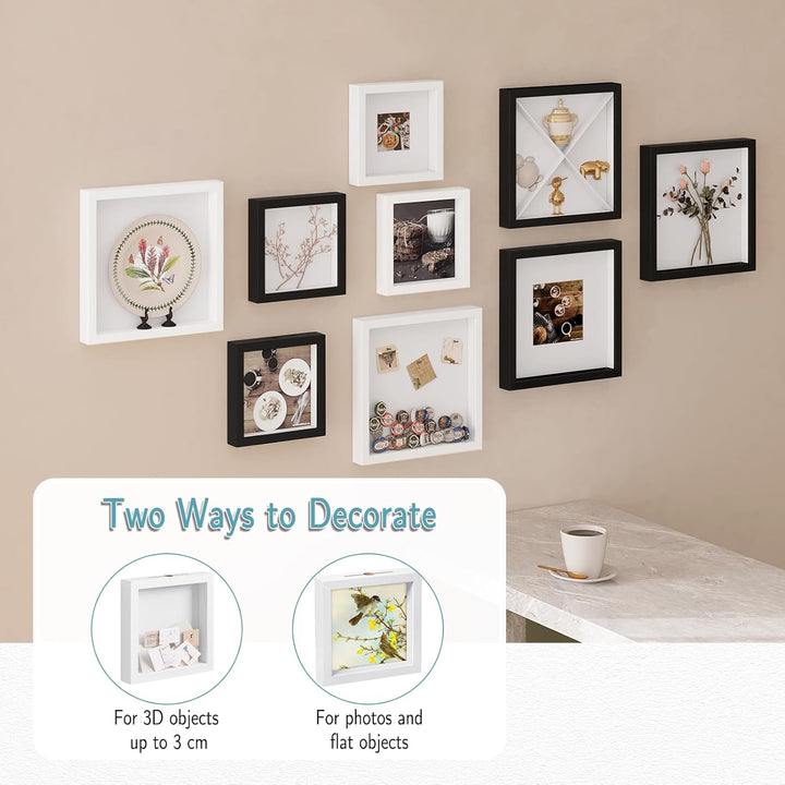 EUGAD 2 Stück 3D Bilderrahmen zum Befüllen, Objektrahmen Spardose 20x20 cm, tiefer Rahmen für Objekt