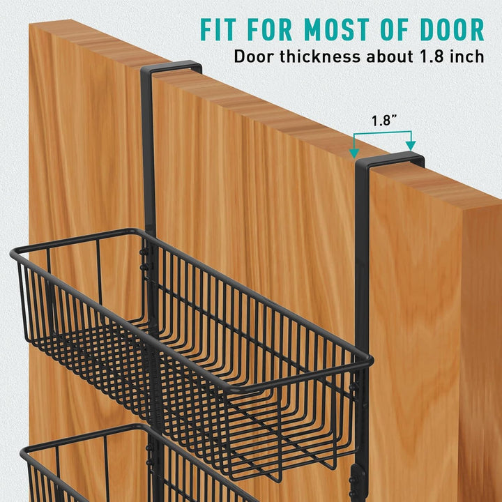ENONCI Türhaken Zum Einhängen 15 Kleiderbügel Hakens mit 2 Mesh Korb über Tür Lagerung Rack, Kleider