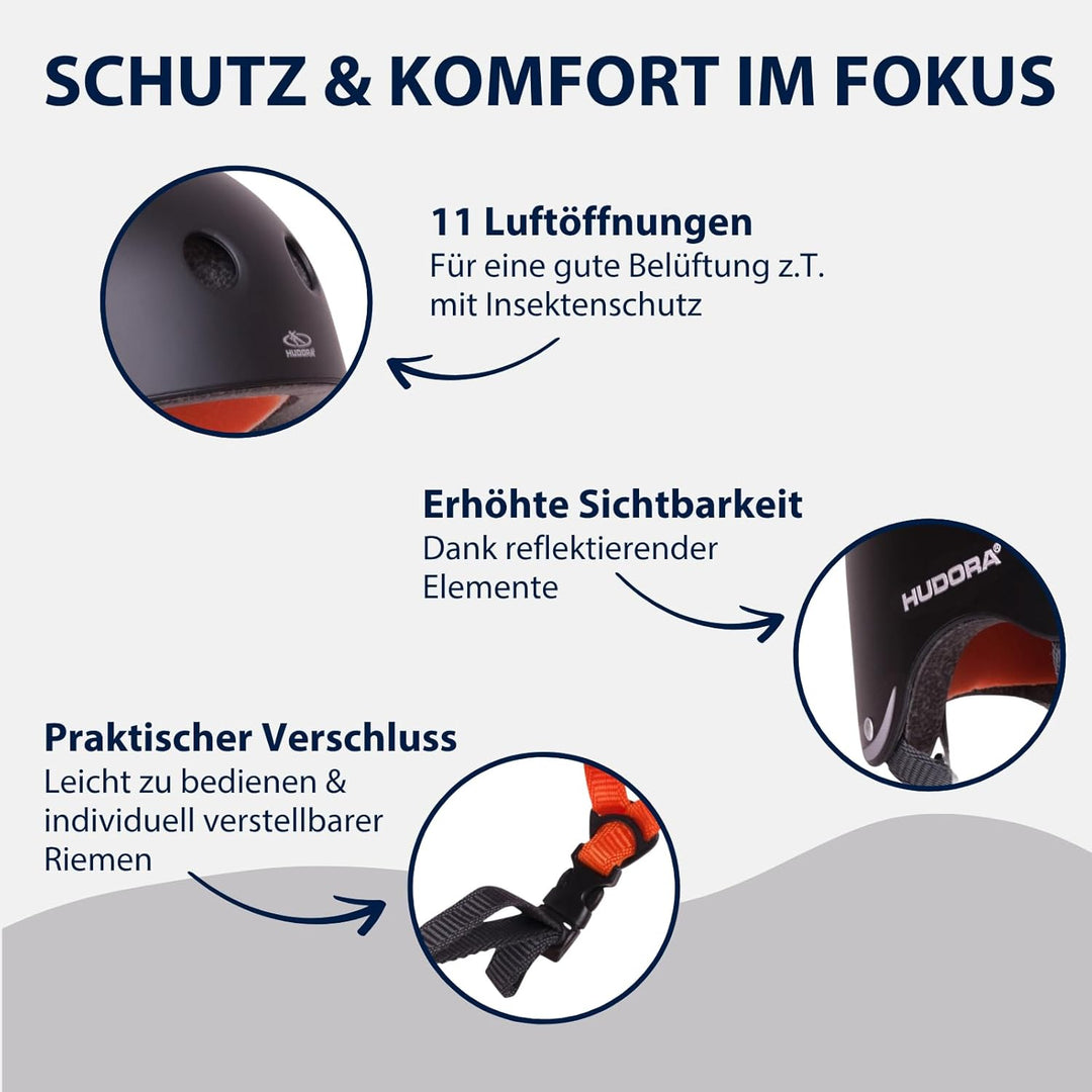 HUDORA 84103 - Skateboard-Helm, Scooter-Helm anthrazit, Gr. 51-55, Skate Helm, Fahrrad-Helm 56-60 An