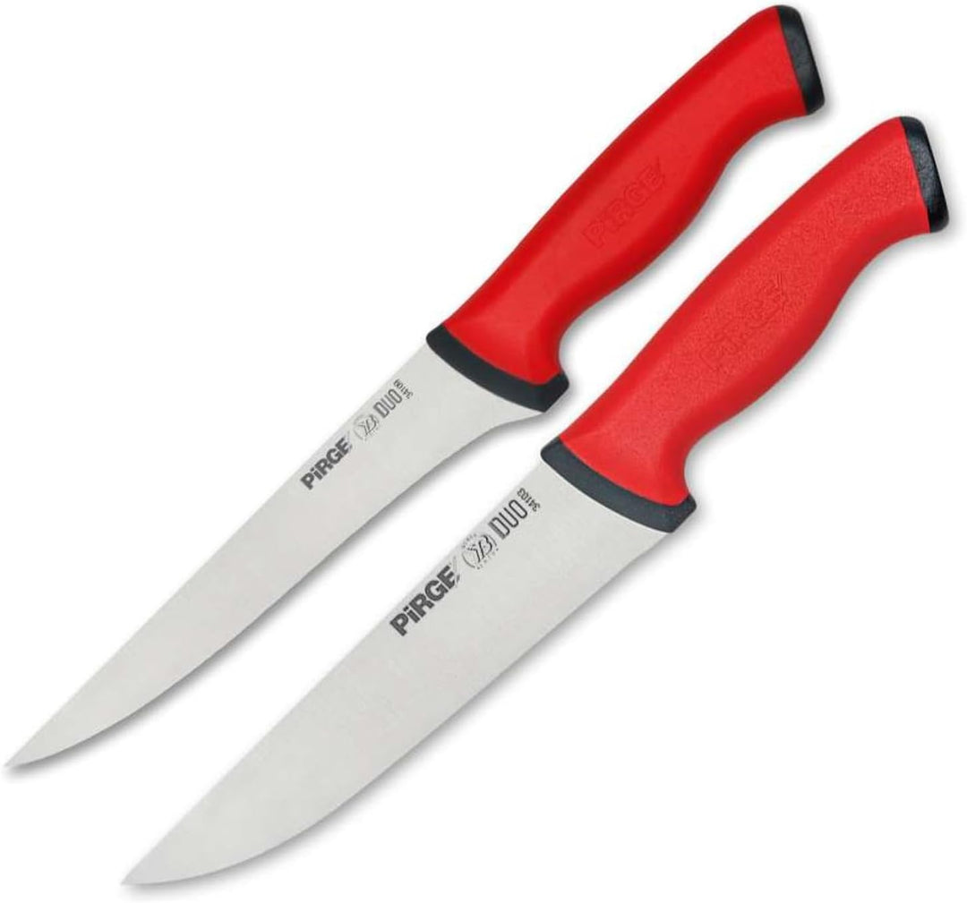 Pirge Duo Ausbeinmesser und Metzgermesser Set 2 TLG - 16,5 cm & 19 cm Set - Profi Messer Set - Schla