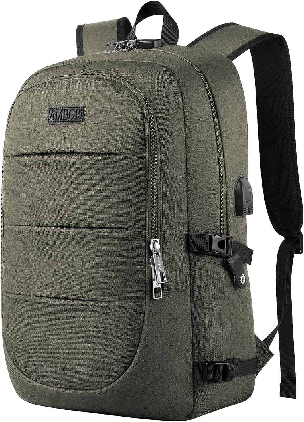 AMBOR Laptop Rucksack Herren mit USB-Ladeanschluss Rucksack Damen Anti-Diebstahl Rucksack für 17,3 Z