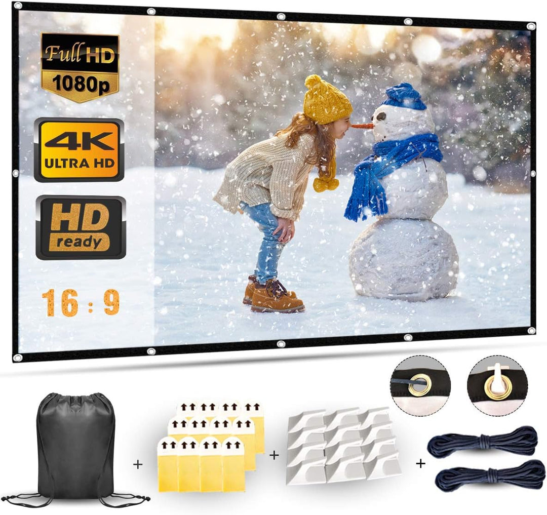 Projection Screen 100 Inch Portable Projection Screen with 16:9 HD 4K Screen for Home Theater Home T