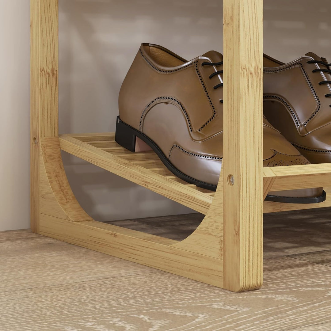 HOMCOM Schuhregal, Schuhständer mit 4 Ebenen aus Bambus, für max. 12 Paar Schuhe, Schuhablage mit Gr