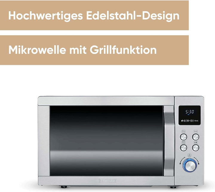 SEVERIN MW 7751 2-in-1 Mikrowelle (800 W, mit Grillfunktion, Inklusive Grillrost und Drehteller, Ø 2