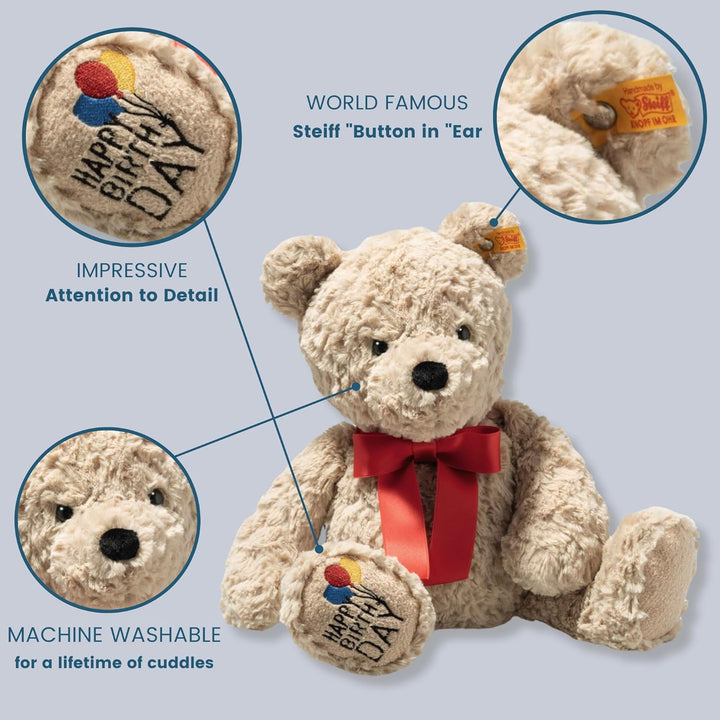Steiff Kuscheltier Jimmy Teddybär – Happy Birthday, Süsses Stofftier, Jungen, Mädchen & Babys ab 0 M