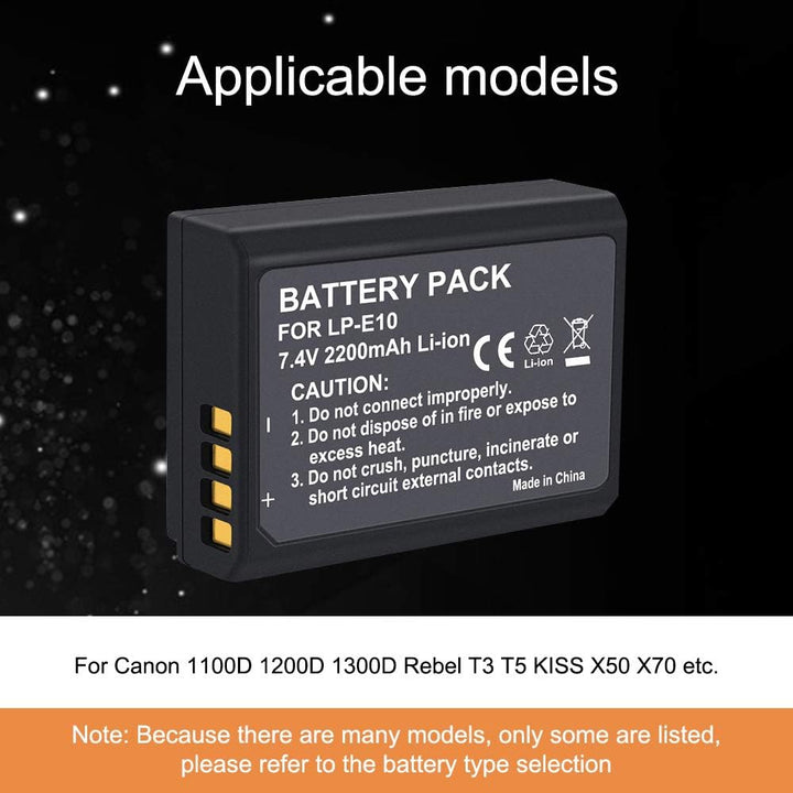 CITYORK 2er Pack LP-E10 Ersatzakku und Dual USB Ladegerät LCD-Display für Canon EOS Rebel T3, T5, T6