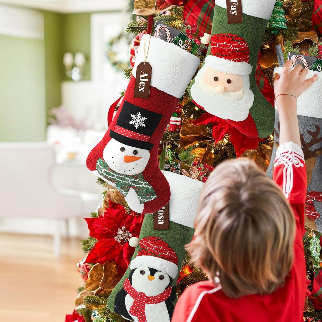 NIBESSER Nikolausstrumpf 4er Set Grosse Nikolausstiefel zum Befüllen Weihnachtsstrumpf Geschenkbeute