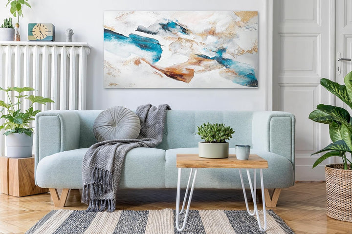 YS-Art Abstrakt Acryl Gemälde auf Leinwand Smaragd handgemalt Wandbilder Wohnzimmer modern Wohndekor
