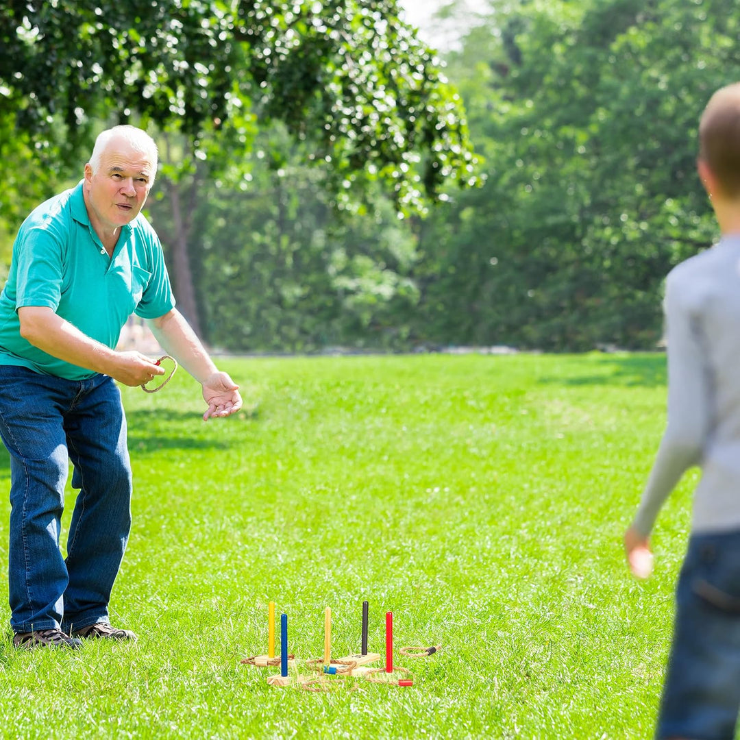 Relaxdays Ringwurfspiel, Holzwurfspiel für Kinder & Erwachsene, Ringe werfen, drinnen & draussen, Ga