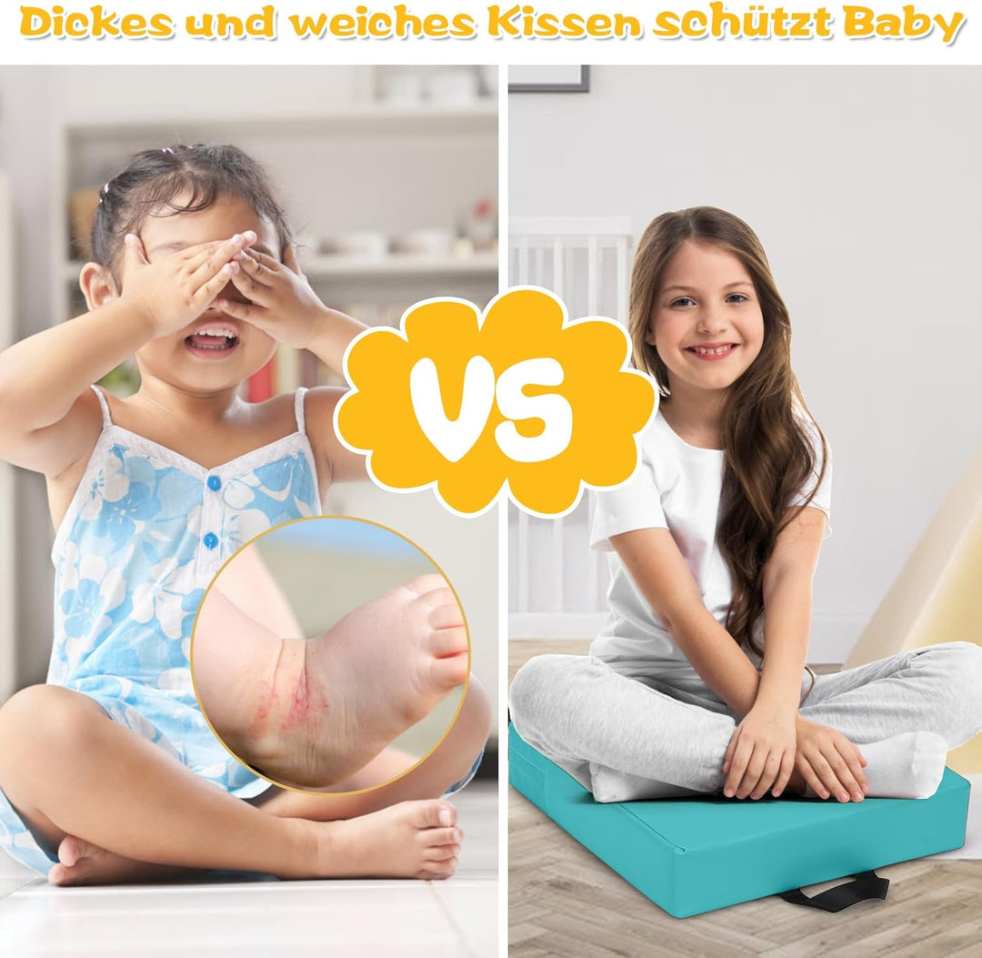COSTWAY 6er Set Kinder Stuhlkissen mit Griff, Bodenkissen mit Reissverschluss, Sitzkissen Mehrfarbig