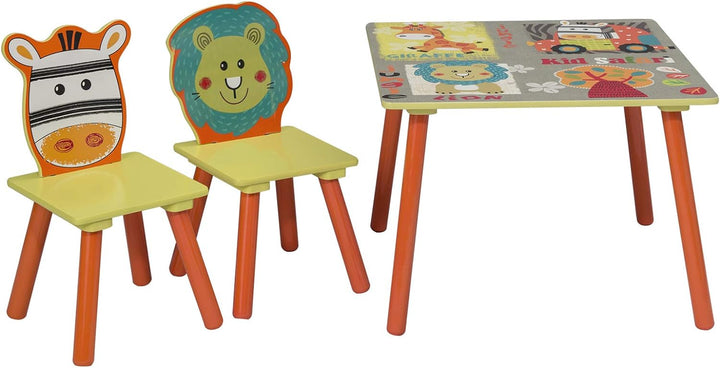 WOLTU Kindertisch mit 2 Stühle, Tisch und Stuhl Sets, Massivholz Beinen, abgerundete Ecken, Sitzgrup