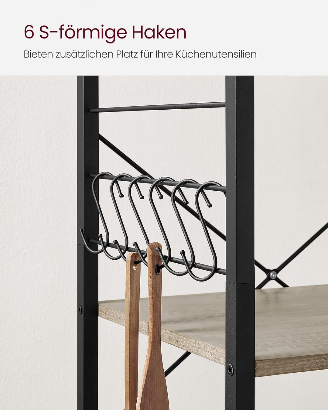 VASAGLE Küchenregal auf Rollen, Servierwagen, 3 Ebenen, Küchenwagen, für Mini-Backofen, Mikrowellen,