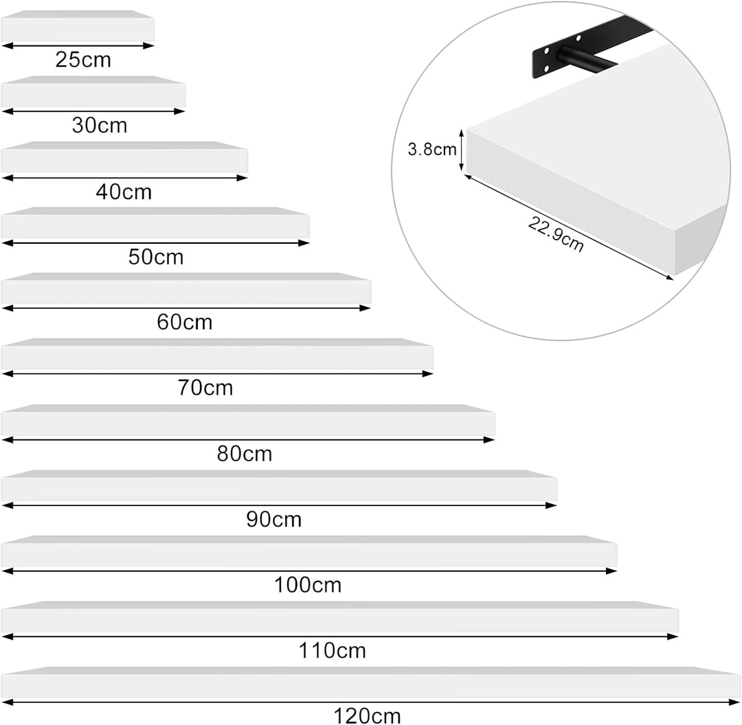 WOLTU Wandregal Volato Wandboard freischwebend hochglänzend weiss Schweberegal CD DVD Regal Bücherre