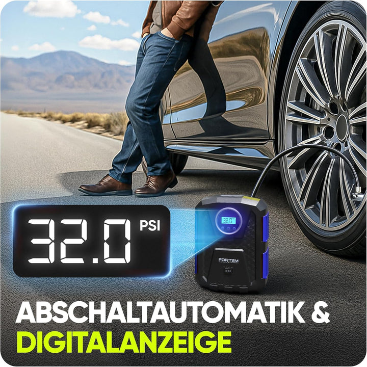 Fortem Tragbarer Kompressor Autoreifen, Kompressor Fahrrad, 12V Autoreifen Pumpe und Fahrradpumpe El