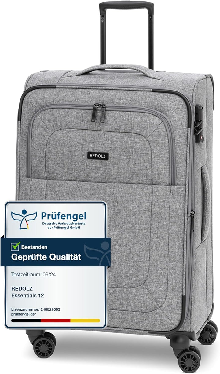 REDOLZ MEDIUM Weichschalen Koffer für Männer & Frauen | Leichter Trolley 67 cm mit 4 Doppelrollen &