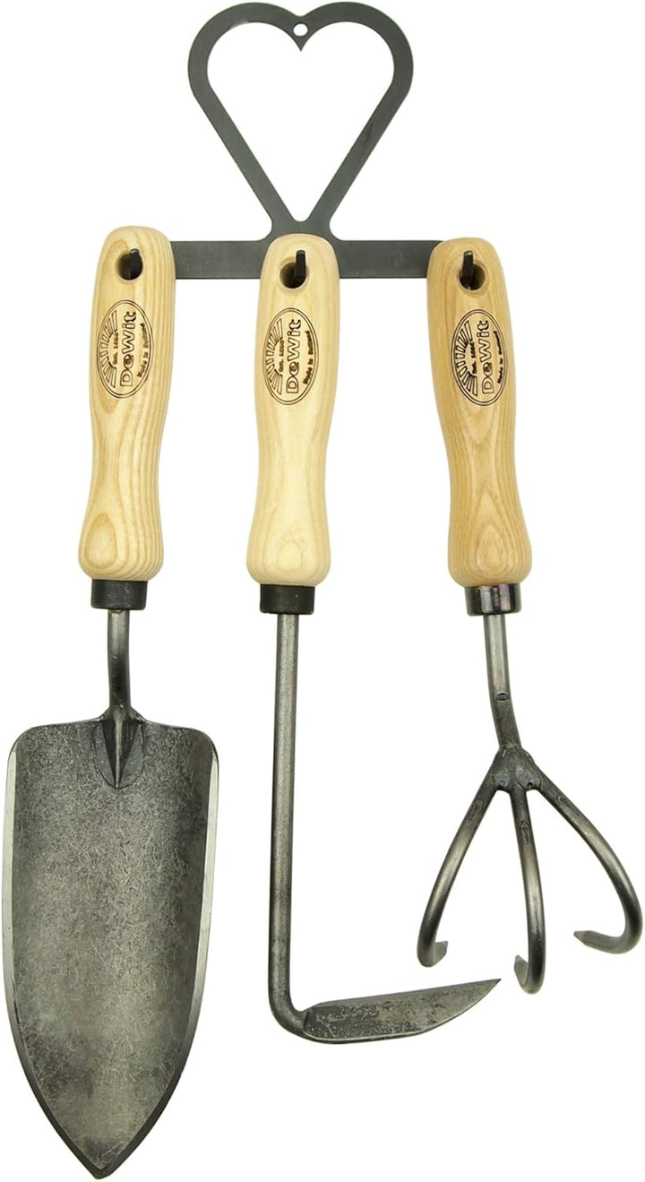 DeWit Gartenwerkzeug-Set 4-teilig: geschmiedete Blumenkelle, Unkraut-Jäter, Blumenkralle & Werkzeug-