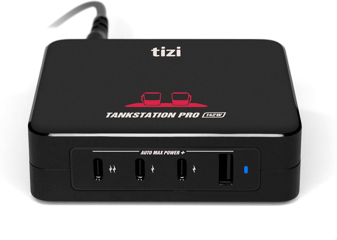 tizi Tankstation Pro (142W) - 4 Anschlüsse Ladegerät, neueste GaN Power Delivery, 4-Port USB-C PD Ne