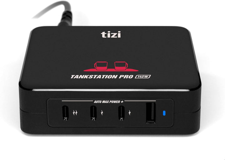 tizi Tankstation Pro (142W) - 4 Anschlüsse Ladegerät, neueste GaN Power Delivery, 4-Port USB-C PD Ne
