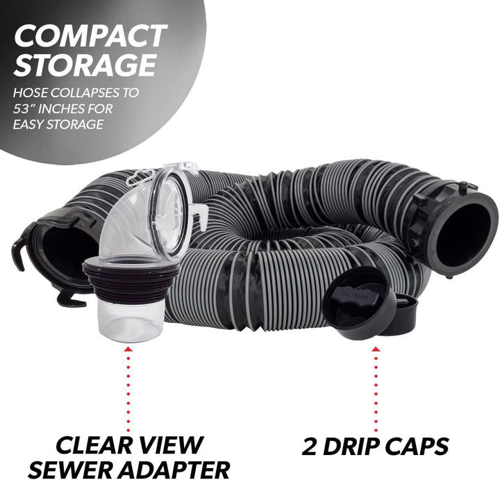 Valterra Silverback™ 4,5 m RV-Kanal-Schlauch-Set, universeller Abwasserschlauch für Wohnmobil, inkl.