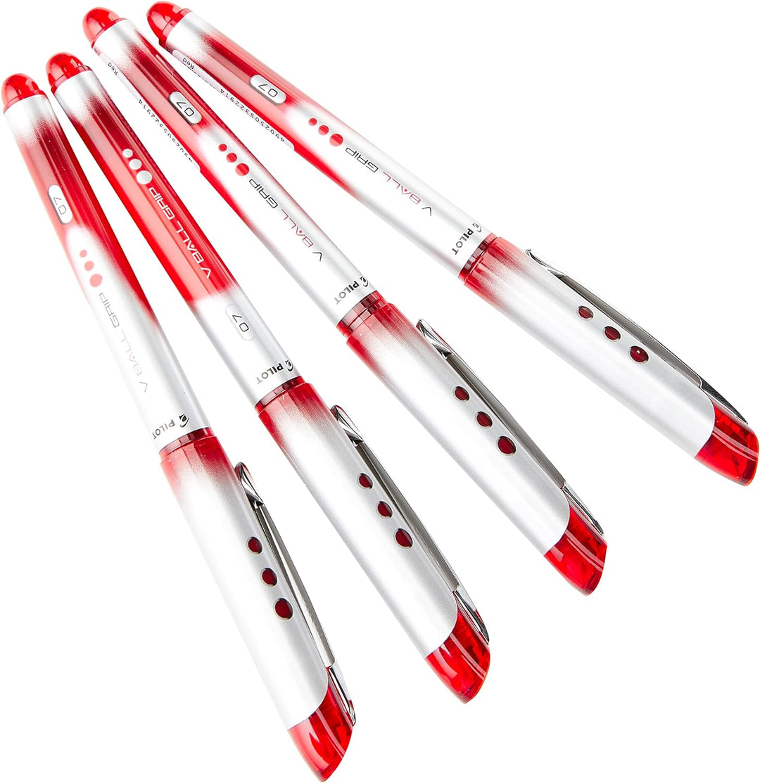 Pilot VBall VB5 Tintenroller mit Griffzone 0,5 mm Schreibspitze 0,25 mm Strichbreite 12 Stück rot, R
