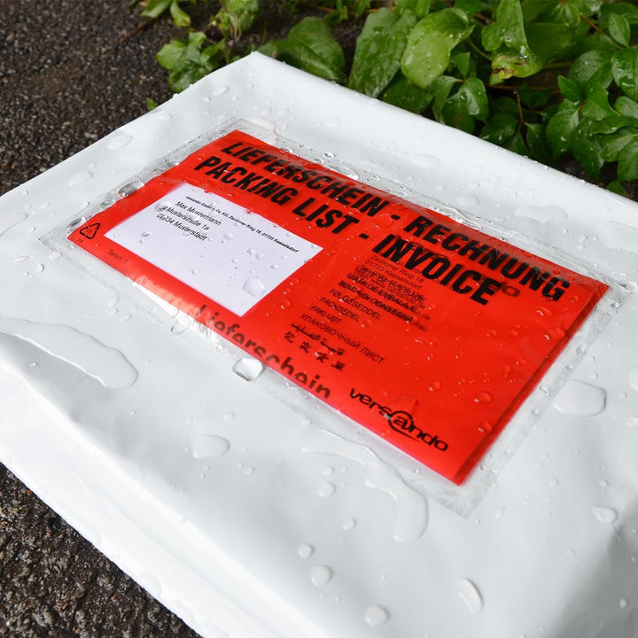 versando 1000 Lieferscheintaschen DIN lang selbstklebend Dokumententaschen Begleitpapiertaschen rot/