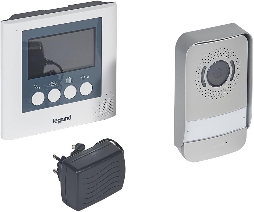 Legrand, Video-Türsprechanlage mit 2-Draht-Anschluss, 4,3 Zoll Farbmonitor und Weitwinkelkamera, 1-/